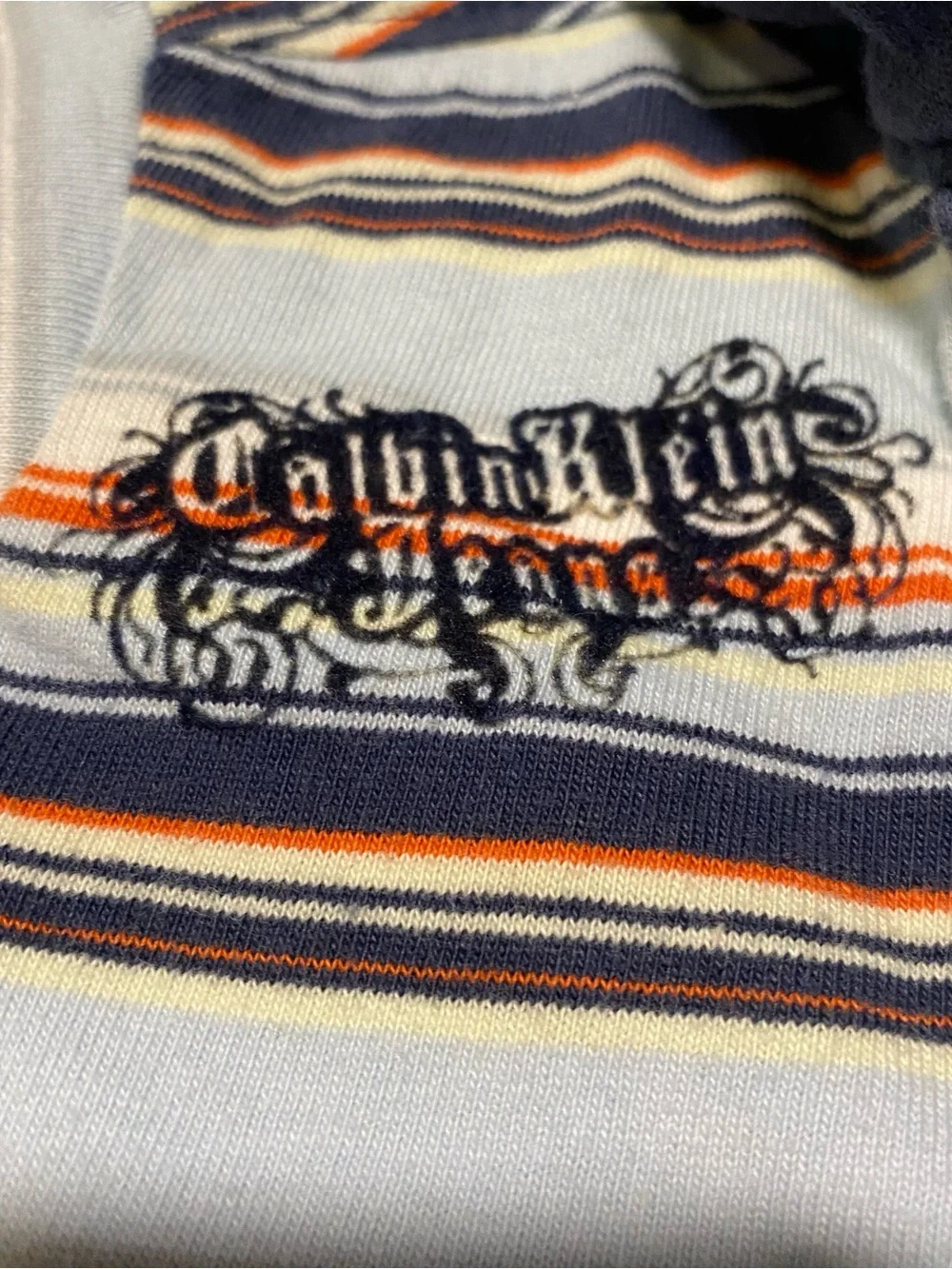 Striped (Calvin Klein Jeans) Polo Shirt - Navy & Light Blue - Kids 18M